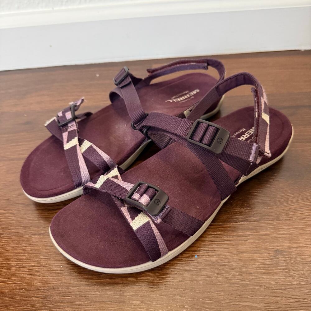 Merrell District 3 Backstrap Web Sandals Women’s Sz 8 Burgundy Hiking Outdoors